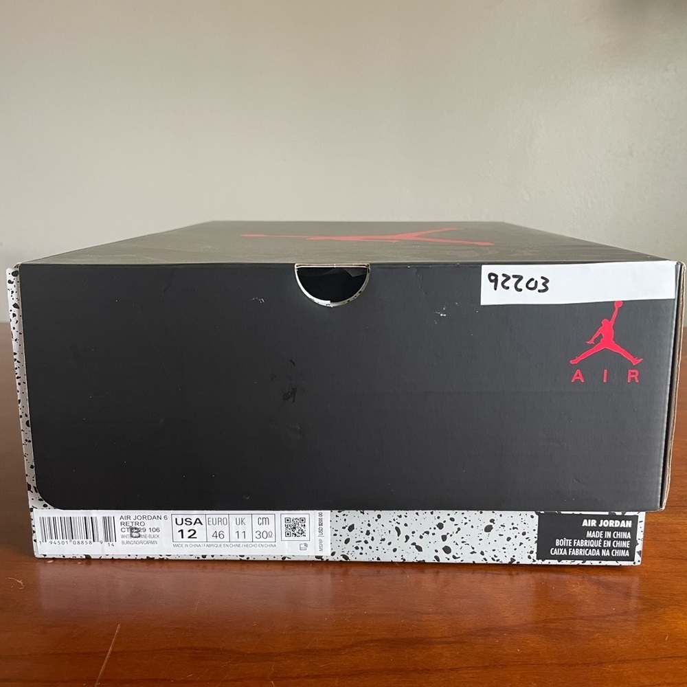 Nike Air Jordan 6 'Carmine' White Red Black CT8529-106 Mens B-GRADE Size 12 - Picture 7 of 8